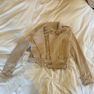 Blush suede moto jacket